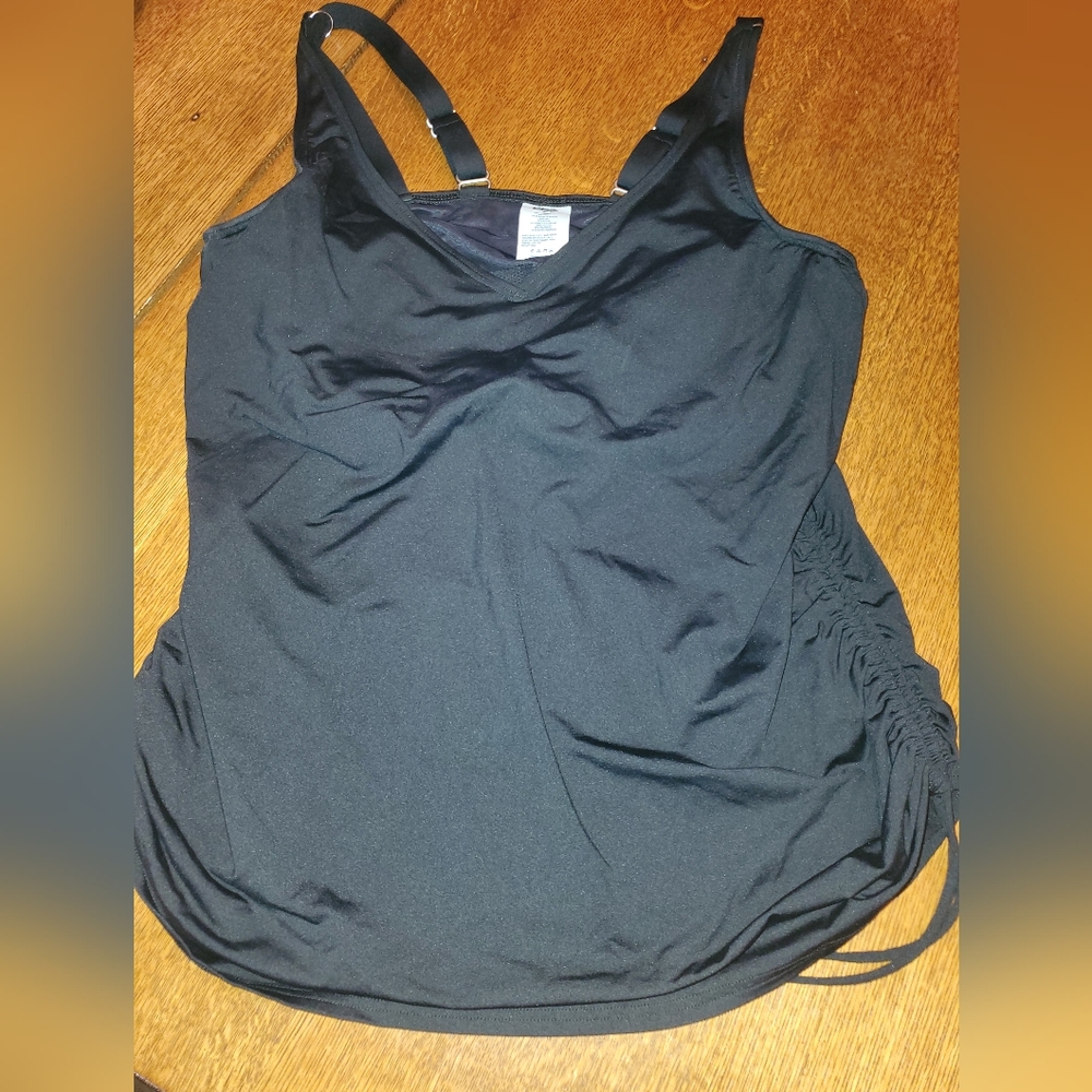 Land's End Black Tankini Swim Top 18W